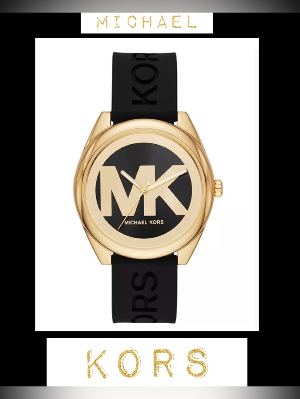 Michael Kors Women's Janelle Black Silicone Strap Watch (New with Tags)